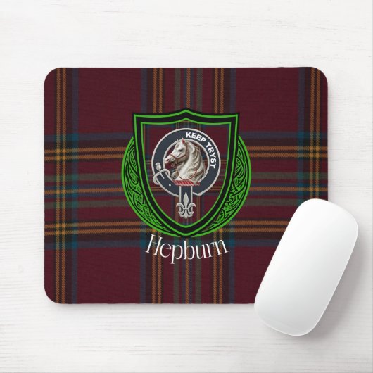Hepburn Scottish Clan Tartan and Crest  マウスパッド (マウス)