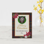 Hepburn Scottish Clan Tartan & Crest カード (黄色い花)