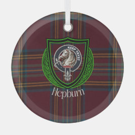 Hepburn Scottish Clan Tartan & Crest ガラスオーナメント