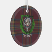 Hepburn Scottish Clan Tartan & Crest ガラスオーナメント (正面右)