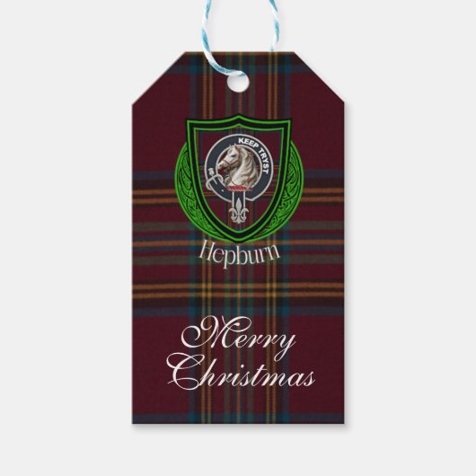 Hepburn Scottish Clan Tartan & Crest ギフトタグ (正面)