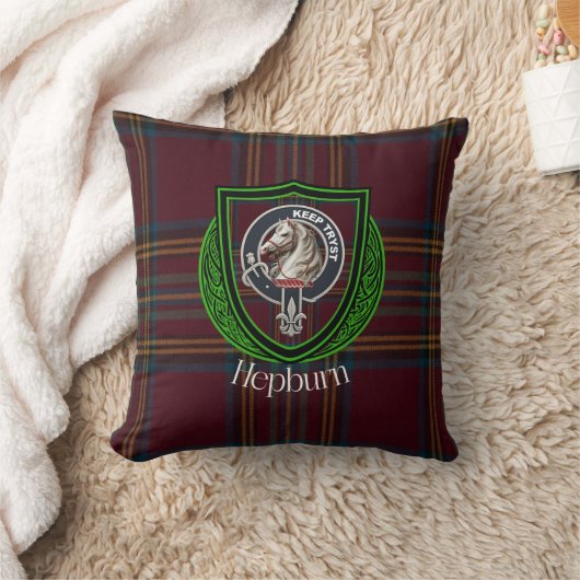 Hepburn Scottish Clan Tartan & Crest クッション (ブランケット)