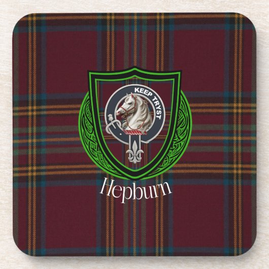 Hepburn Scottish Clan Tartan & Crest コースター (正面)