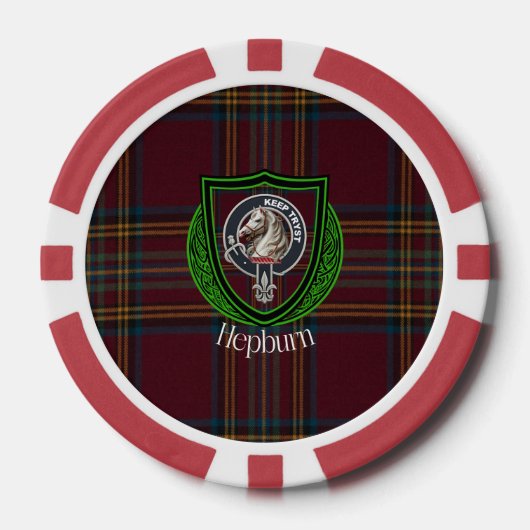 Hepburn Scottish Clan Tartan & Crest ポーカーチップ (正面)