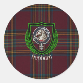Hepburn Scottish Clan Tartan & Crest ラウンドシール