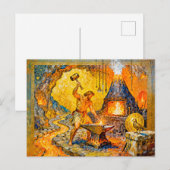 Hephaestus in Forge with Hammer, Anvil, Volcano Fu ポストカード (正面/裏面)