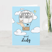 Her Birthday Across Miles Cat in Hot Air Balloon   カード (正面)