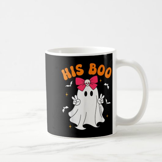 Her Boo & His Boo Funny Matching Halloween Cou コーヒーマグカップ (右)