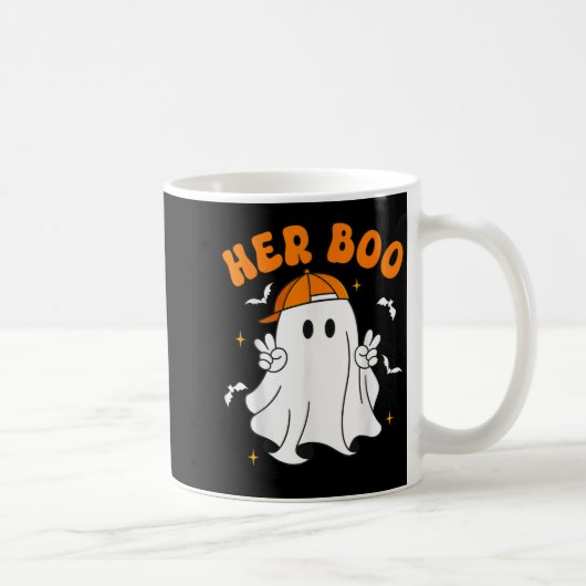 Her Boo & His Boo Funny Matching Halloween Cou コーヒーマグカップ (右)
