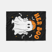 Her Boo &amp; His Boo Funny Matching Halloween Cou フリースブランケット (正面(横))