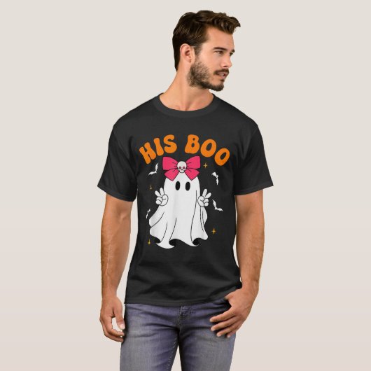 Her Boo &amp; His Boo Funny Matching Halloween Cou Tシャツ (正面フル)