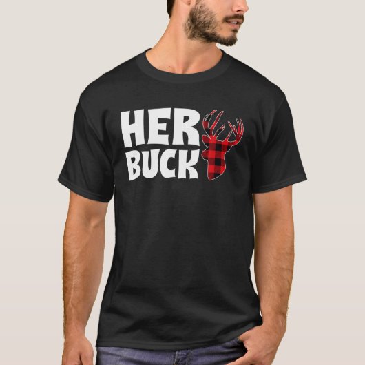 Her Buck Christmas Xmas Couples Matching Pjs Pajam Tシャツ (正面)