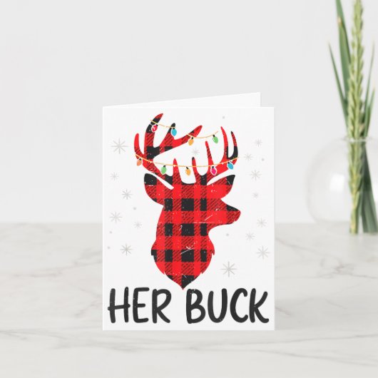 Her Buck Deer Hunting Christmas Husband Gift Coupl カード (正面)