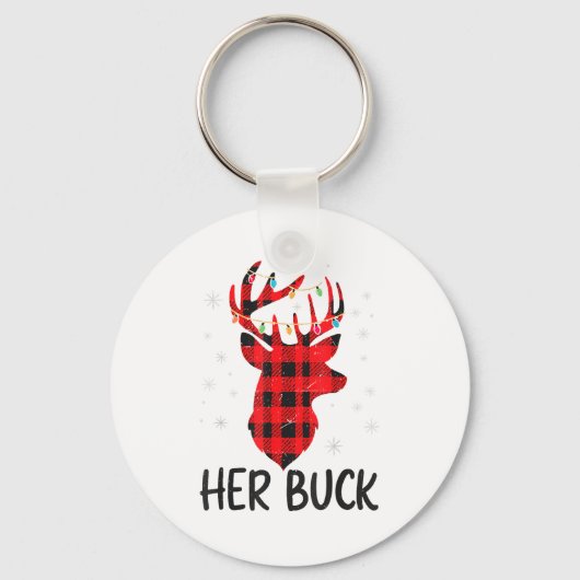 Her Buck Deer Hunting Christmas Husband Gift Coupl キーホルダー (正面)