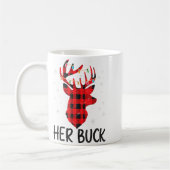 Her Buck Deer Hunting Christmas Husband Gift Coupl コーヒーマグカップ (左)