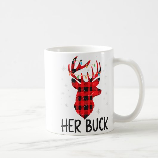 Her Buck Deer Hunting Christmas Husband Gift Coupl コーヒーマグカップ (右)