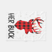 Her Buck Deer Hunting Christmas Husband Gift Coupl フリースブランケット (正面(横))