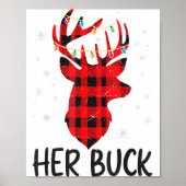 Her Buck Deer Hunting Christmas Husband Gift Coupl ポスター (正面)