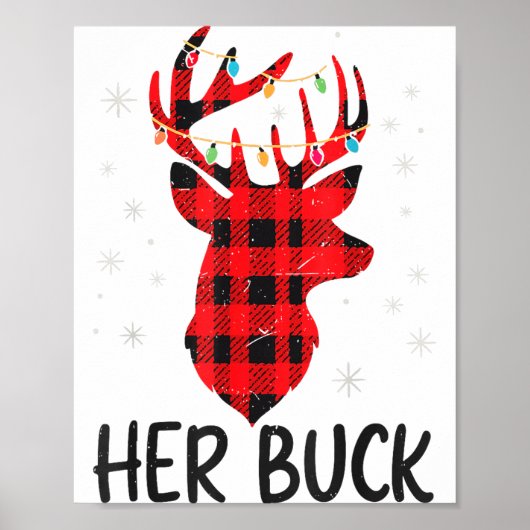 Her Buck Deer Hunting Christmas Husband Gift Coupl ポスター (正面)