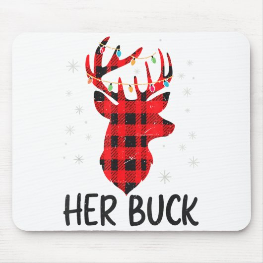 Her Buck Deer Hunting Christmas Husband Gift Coupl マウスパッド (正面)