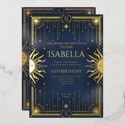 Her dreams are written in the stars 箔招待状 (正面/裏面)