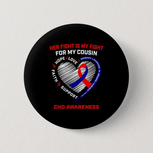 Her Fight Cousin Chd Awareness Heart Disease Graph 缶バッジ (正面)