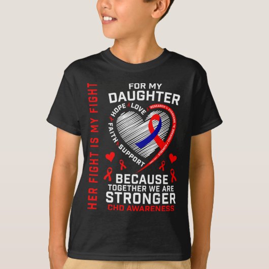 Her Fight Daughter Chd Awareness Heart Disease Gra Tシャツ (正面)