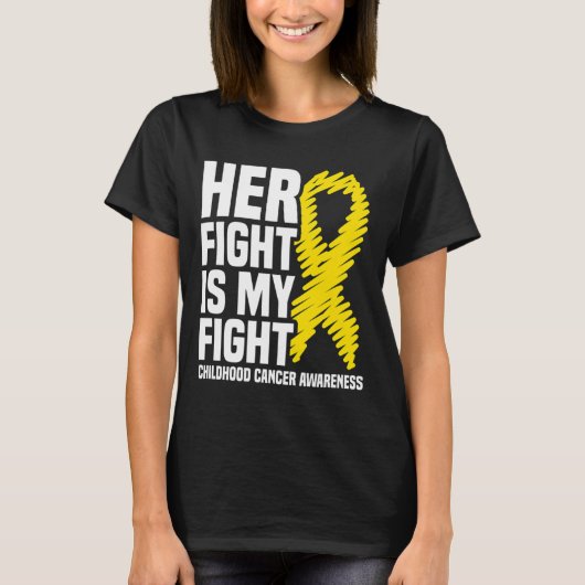 Her Fight Is My Fight リボン 小児がん啓発 Tシャツ (正面)