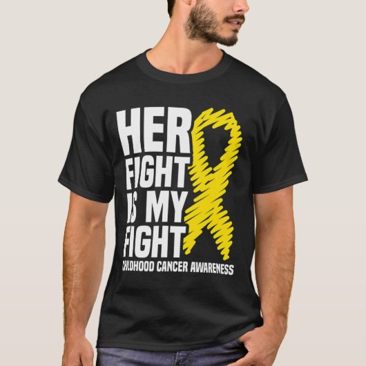 Her Fight Is My Fight リボン 小児がん啓発 Tシャツ (正面)