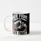 Her Fight Is My Fight Autism Awareness and Support コーヒーマグカップ (左)