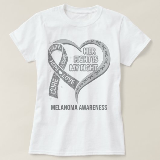 Her Fight Is My Fight Melanoma Awareness Ribbon He Tシャツ (デザイン正面)
