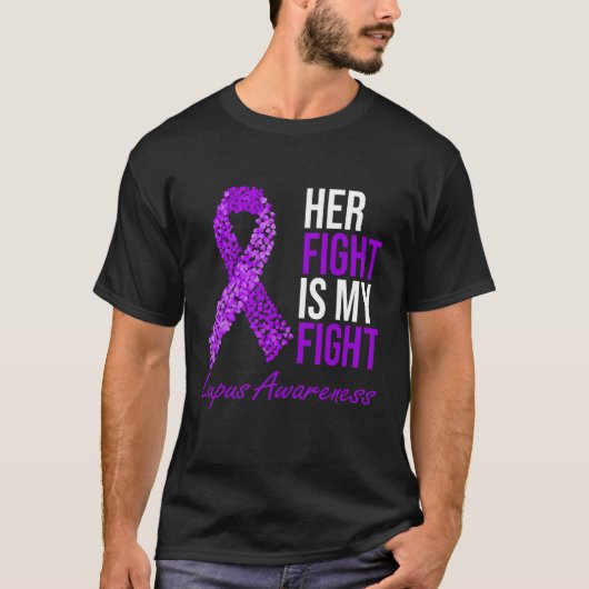 Her Fight Is My Fight Purple Heart Ribbon Lupus Aw Tシャツ (正面)