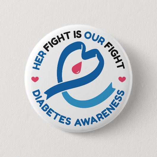 Her Fight Is Our Fight – Diabetes Awareness 缶バッジ (正面)