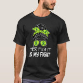 Her Fight My Fight Cerebral Palsy Messy Bun CP Awa Tシャツ (正面)
