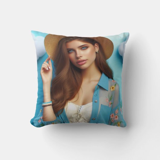 "Her gaze shines brighter than summer　クッション クッション (正面)