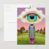 Her head in the clouds surreal art ポストカード (正面/裏面)