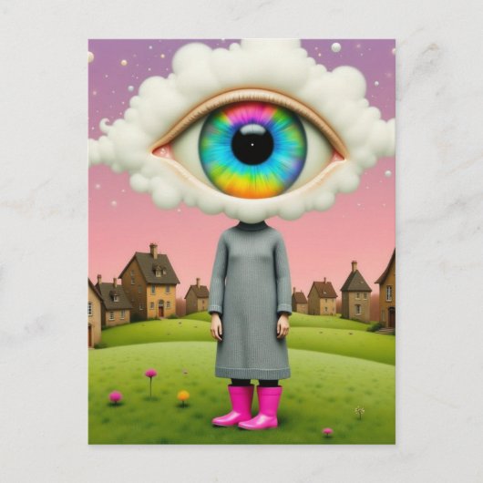 Her head in the clouds surreal art ポストカード (正面)