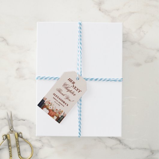 Her Next Chapter Book Theme Bridal Shower Favor ギフトタグ (より糸付き)