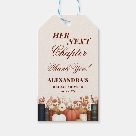 Her Next Chapter Book Theme Bridal Shower Favor ギフトタグ (正面)