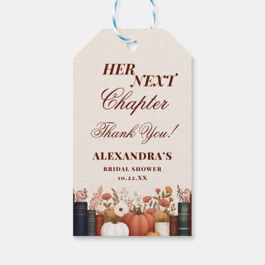 Her Next Chapter Book Theme Bridal Shower Favor ギフトタグ (裏面)