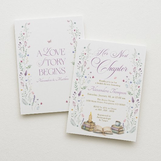 Her Next Chapter Bridal Shower 招待状