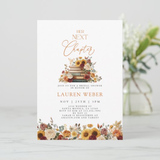 Her Next Chapter Fall Bridal Shower Invitation 招待状 (スタンド正面)