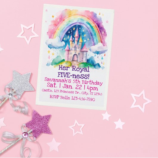 Her Royal Five-ness Rainbow Castle 5th Birthday 招待状