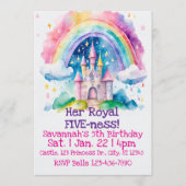 Her Royal Five-ness Rainbow Castle 5th Birthday 招待状 (正面)