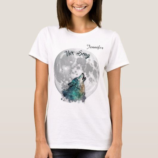 "Her Song" 月と狼 女性用 オリジナル Tシャツ (正面)
