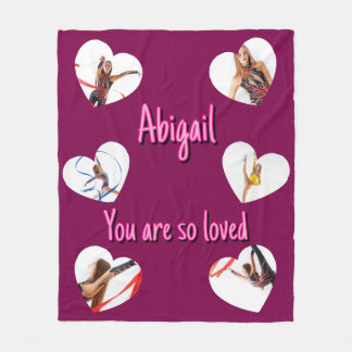 Her Valentine’s Day 6 Heart Shaped Photos Collage フリースブランケット