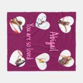 Her Valentine’s Day 6 Heart Shaped Photos Collage フリースブランケット (正面(横))