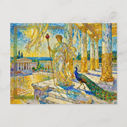 Hera with Peacock and Pomegranate Scepter in Templ ポストカード (正面)