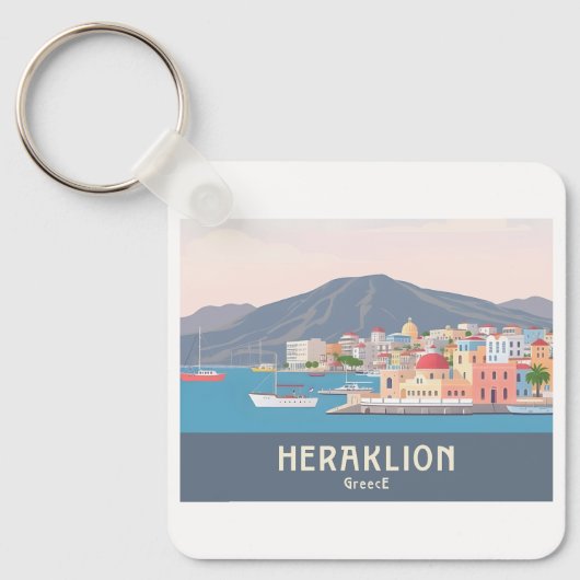 Heraklion Greece Pastel Travel – Venetian Harbor キーホルダー (正面)