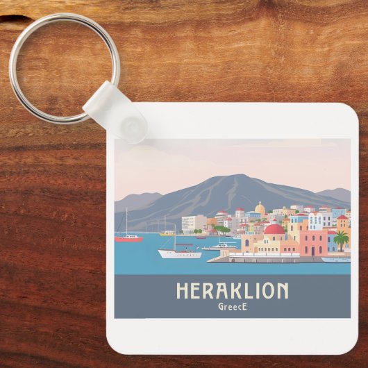 Heraklion Greece Pastel Travel – Venetian Harbor キーホルダー (正面)